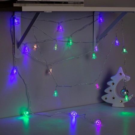 Garland “thread” 5 m with nozzles “bells”, IP20, transparent thread, 20 LED, glow of multi (RG/RB), flashing, 220 V-4