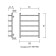 Domoterm water heated towel rail "Calipso", P5, 5 crossbars, 500 x 500 mm, chrome