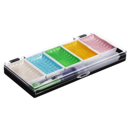 Watercolor paints, pearl, + brush, in a plastic box, 5 colors-2