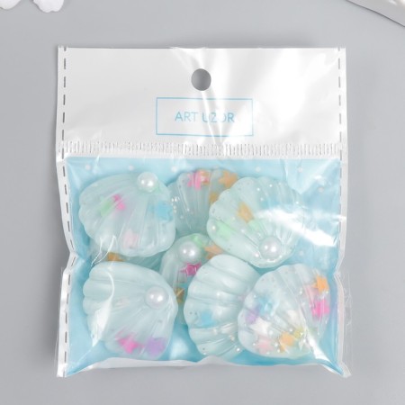 Decor for creativity Plastic "Shell with stars" Blue 2.9x2.5 cm-3