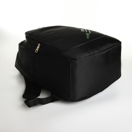 Youth backpack with a zipper, 4 pockets, black/green color-4
