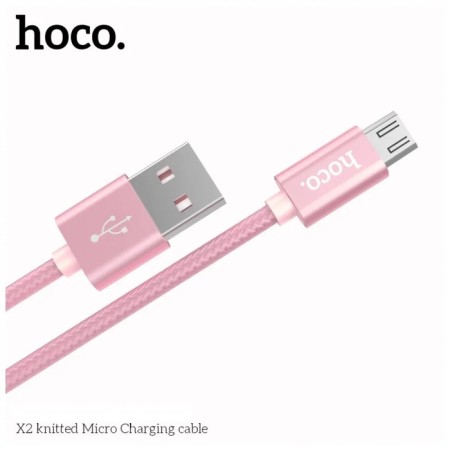 Hoco X2, Micro USB - USB, 2.4 A, 1 m, textiles, pink-2