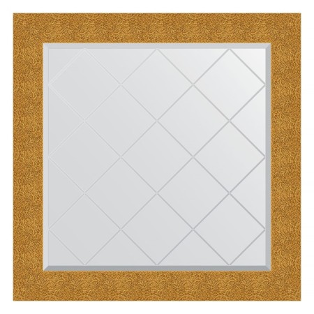Mirror with engraving in the baguette frame, gold minting 90 mm, 86x86 cm
