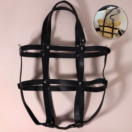 A portup for an artificial leather bag, 43 × 35 × 15 cm, black/silver color