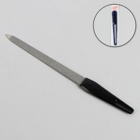 Metal file for nails, 17 cm, in a case, silver/black color-1