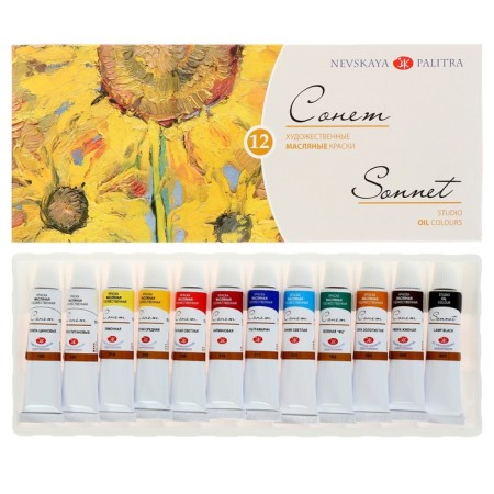 Oil art, set of 12 colors x 10 ml, ZHK "Sonet", 2641099