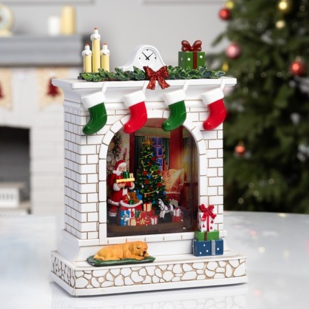 LED figure "Wonderful fireplace", 26x10x18 cm, music, aah3, USB, glow warm white-1