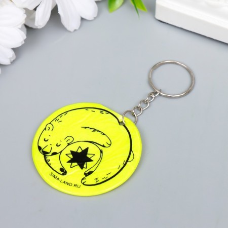 A keychain plastic reflective "Bear with stars" mix 5x5 cm-2