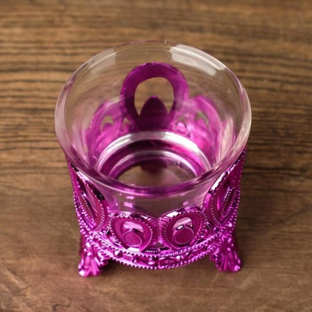 Climber Plastic, glass for 1 candle "droplets" pink 7x6x6 cm-5