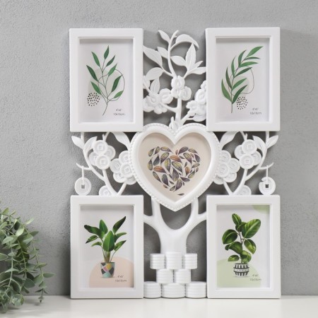 Photo frame plastic in 5 photos 10x15 13x12 "Cash tree" white 45x35x2.5 cm