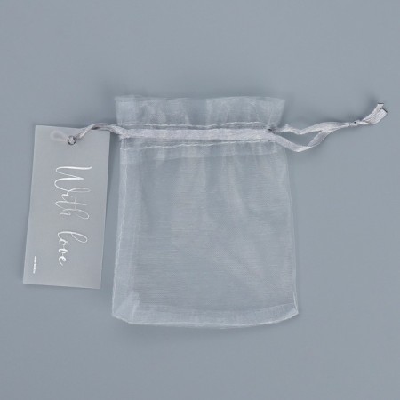 Bag Gift Organza Silver “From the Soul”, with Schildik, 10 x 12 cm +/- 1.5 cm-5