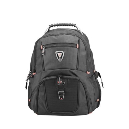 Backpack, 2 parts with a zipper, with USB, black color-1