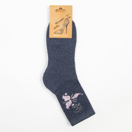 Women's socks with a terry follow, the color is blue, size 25-4