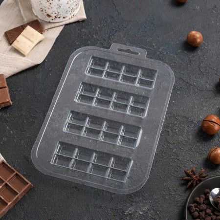 Form for chocolate and sweets plastic "Bank 2 × 4", the color is transparent-2