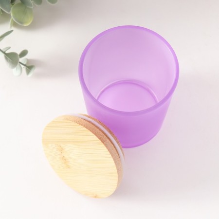 Bank for candles glass with a lid "Lilac semi -meter" 220 ml 7x7x8.4 cm-2