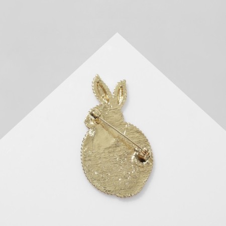 Broach "Bunny" amber, white-brown color in gold-1