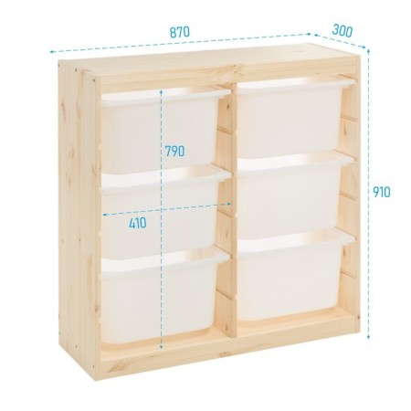 Trofast-3 rack, with containers, vertical, pine array-1