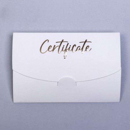 Envenue for certificate with embossing, white, 10.5 x 7-1