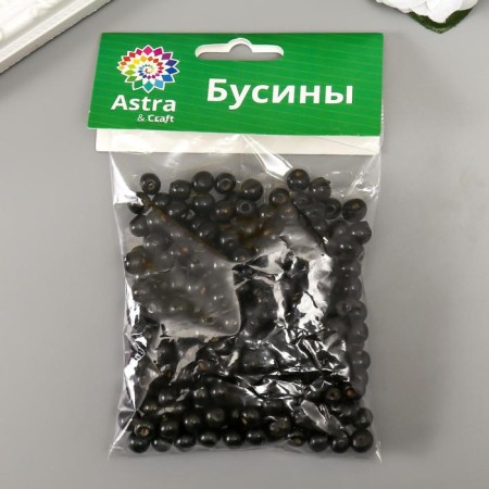 Wooden beads "Astra" round, 8 mm, 50 g, black-2