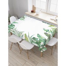The tablecloth on the table 