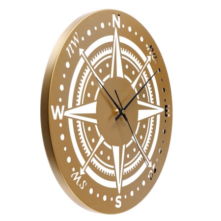 Watch wall interior "compass", smooth move, D-40 cm, golden-1