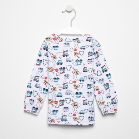Sweater for a boy, white/transport, height 74-80-2