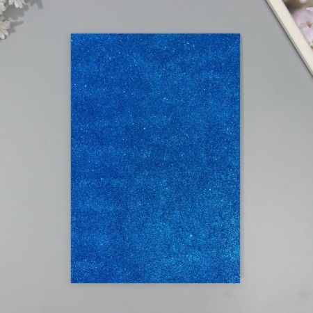 A set of glitter foamiran (5 sheets) 2 mm, 20x30 cm, blue-3