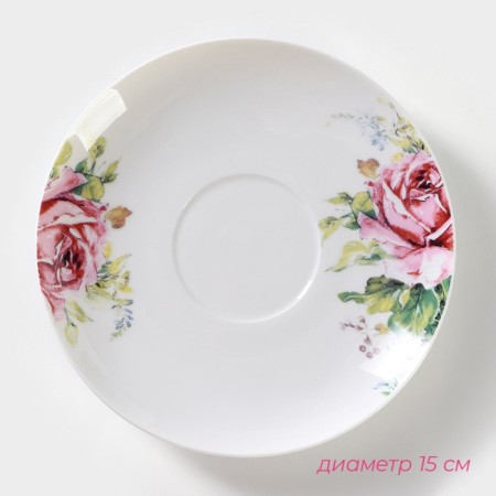 Tea couple Porcelain shares "Bunny", 2 items: a cup 250 ml, a saucer d = 15 cm, white color-2
