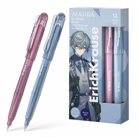 Gel pen Erichkrause "G-Glass Stick Manga" Blue, needle node 0.5 mm, enlarged ink supply, mix