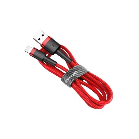 Baseus cable, Lightning - USB, 2.4 A, PVC braid, 1 m, black and red-4