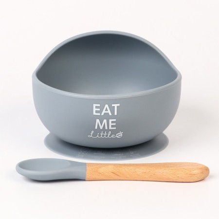 Baby plate on a suction cup, spoon, m & b, gray-5