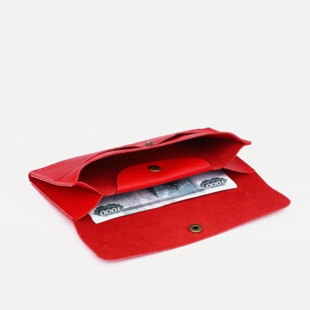 Women's wallet on the button, red color-2