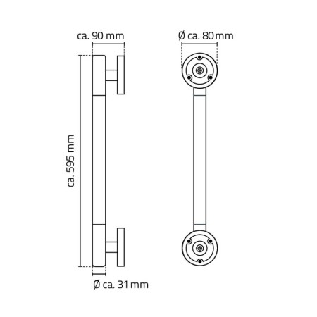 Bath handrail with anti -slip rubber lining Ken L, chrome-1