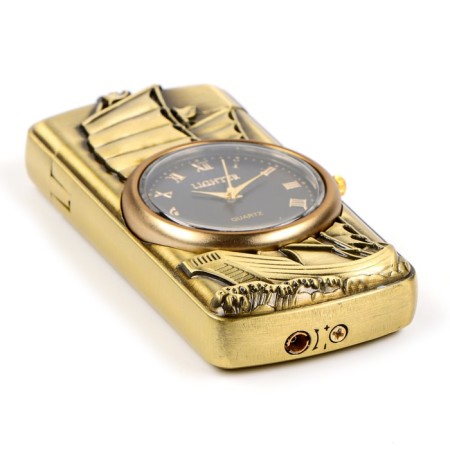 Gas lighter with a clock "Ship", Piezo-3