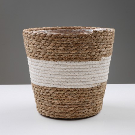 Kashpo wicker "Tanzania", 25.5x25.5x23 cm, natural, white