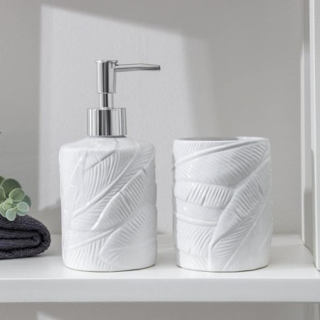 A set of accessories for the bathroom "Foliage", 2 items (soap dispenser, glass), white color