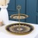 Eboe, 2 levels: d = 18 cm, d = 30 cm, black color with beige and gold, glass
