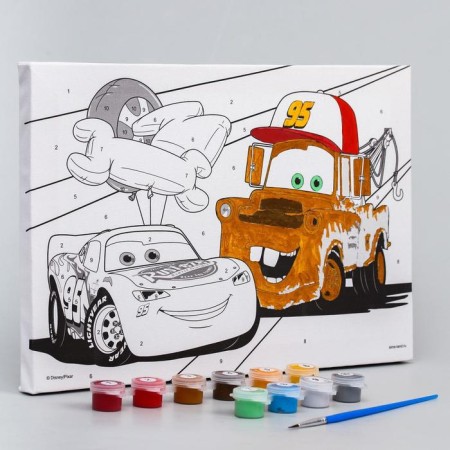Picture on numbers for children "Lightning McQueen and master" 20x30 cm, cars-4