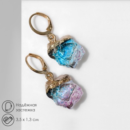 Earrings "Stones" gradient, color blue-violet in gold