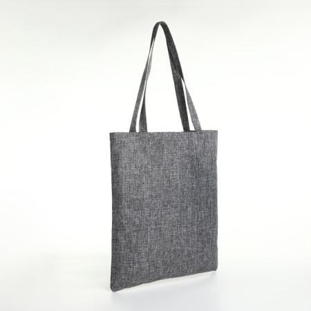 Shoper bag without fastening, from textiles, gray color-1