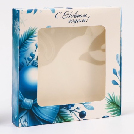 Gift box team with the window "Happy New Year!", 19 x 19 x 3 cm-1