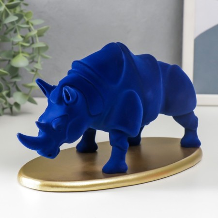 Polystone souvenir "Blue rhino on the stand" FLCA 12.8x22.5x13.5 cm