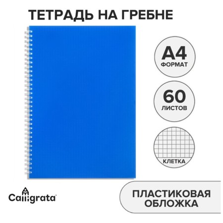 Notebook on the crest A4 60 sheets in the Calligrata cage is blue, plastic cover, offset unit