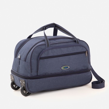 Road bag on wheels, a lightning department, with an increase, an outer pocket, blue color