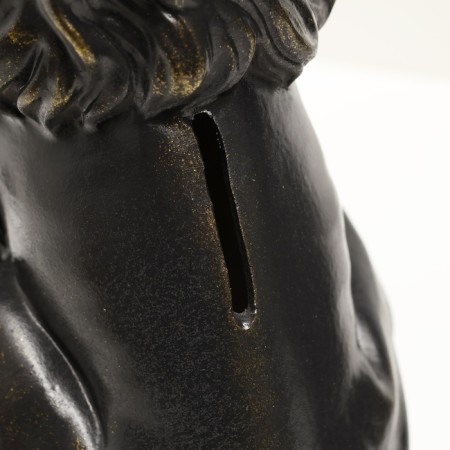 The piggy bank "Leo with the crown" black with gilding, 23cm-4