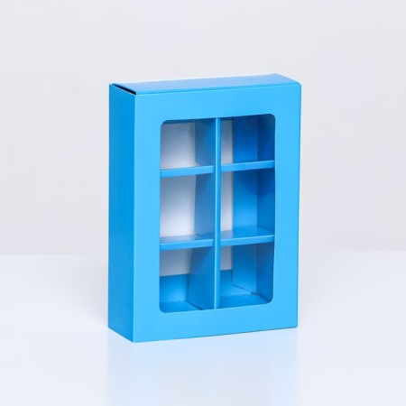 Box for sweets 6 pcs, blue, 13.7 x 9.85 x 3.86 cm