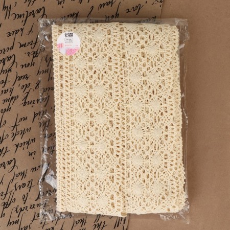 Knitted lace, 70 mm × 15 ± 1 m, beige color-3
