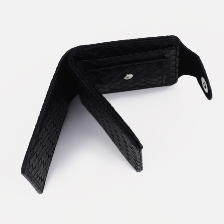 Male purse for magnet, department for bills, for maps, for coins, black color-4