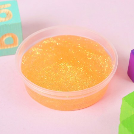 Slime "Glass" with iridescent neon spikes, orange 100 g-3