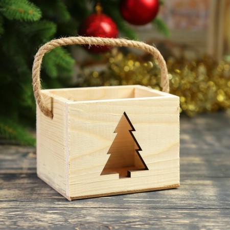 Kashpo wooden "Christmas tree", pen-cord, 12.5x10.5x9.5cm